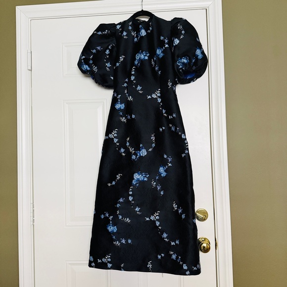 🆕 NWT GANNI floral jacquard open back midi dress‎ • size 36 - Picture 3 of 8